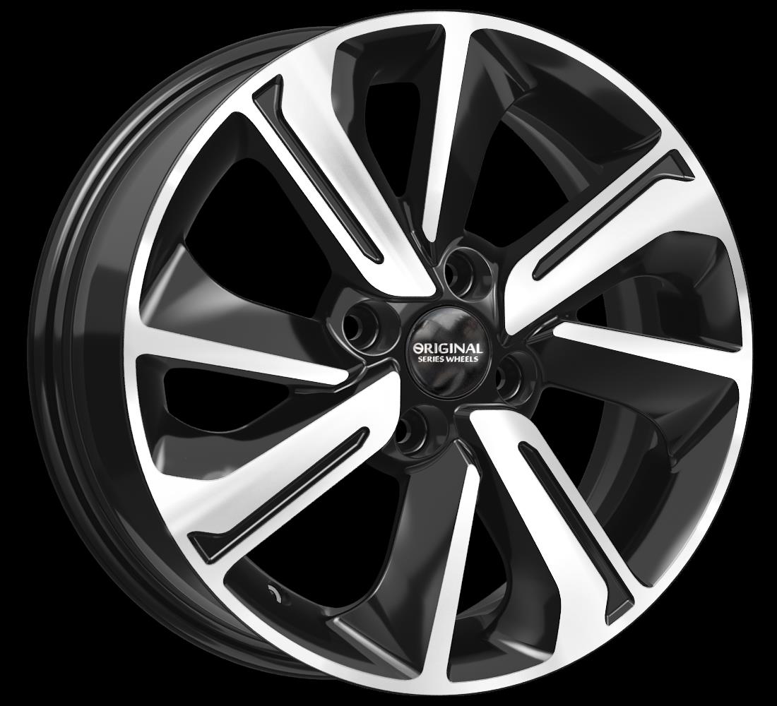 Литой диск Skad KL-319 6x15 4x100 DIA54,1  ET46  Чёрный глянцевый с полированной лицевой частью