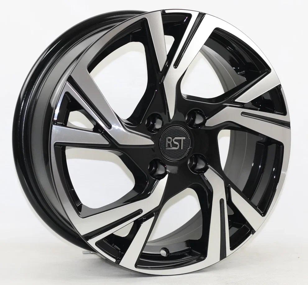 Литой диск RST R075 6x15 4x100 DIA60,1  ET40  BD (Black Diamond) / Чёрный глянцевый с алмазной проточкой