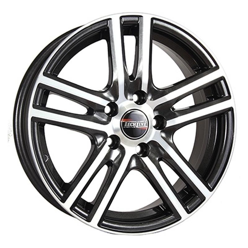 Литой диск Tech Line 529-bd 6x15 4x114.3 DIA67.1  ET38  BD / Черный с алмазной проточкой