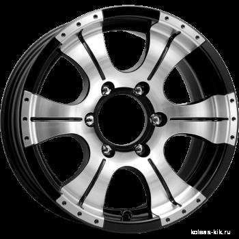Литой диск K&K Байконур 7x15 6x139.7 DIA108,5  ET-5  Чёрный глянцевый с полированной лицевой частью