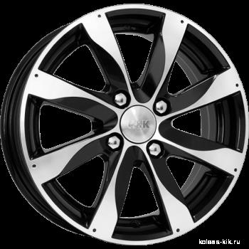 Литой диск K&K Джемини 6x15 4x100 DIA60,1  ET48  Чёрный глянцевый с полированной лицевой частью
