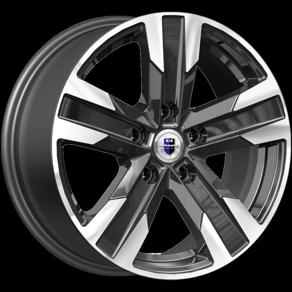 Литой диск K&K Висмут 7x16 5x108 DIA67,1  ET33  Чёрный глянцевый с полированной лицевой частью