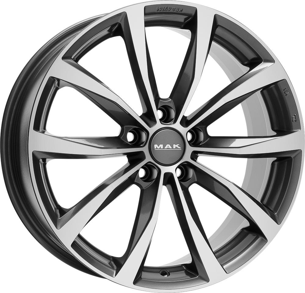 Литой диск MAK Wolf 7x17 5x98 DIA58,1  ET41  Серый с полированной лицевой частью