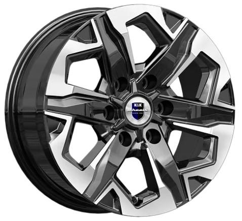 Литой диск K&K Тейт 7,50x17 6x139.7 DIA106,1  ET25  Чёрный глянцевый с полированной лицевой частью