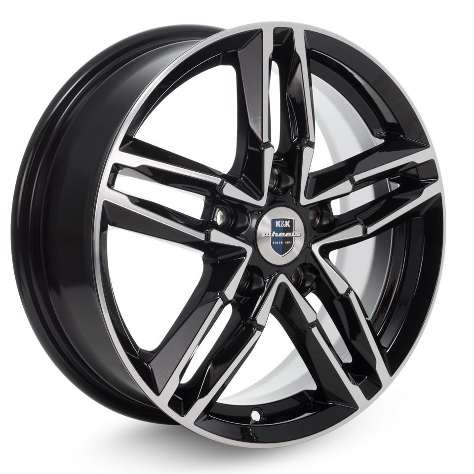 Литой диск K&K Sayan 6x16 5x110 DIA63,35  ET45  Чёрный с полированной лицевой частью