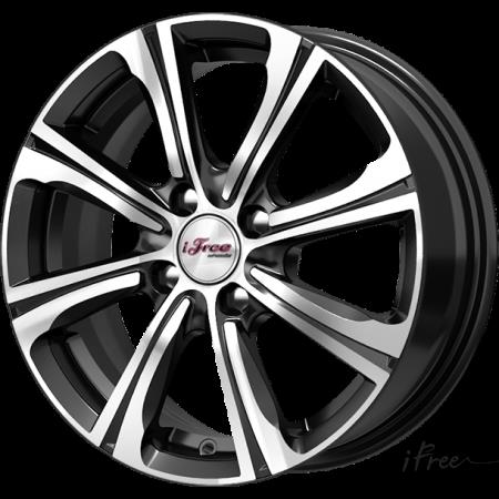 Литой диск iFree Апероль 6x15 4x100 DIA60,1  ET45  Чёрный глянцевый с полированной лицевой частью