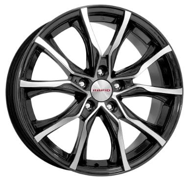 Литой диск K&K Твист 7,50x17 5x114.3 DIA71,6  ET38  Чёрный глянцевый с полированной лицевой частью