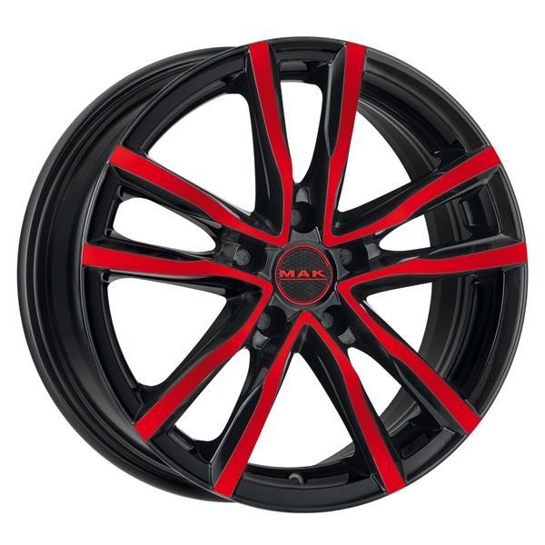 Литой диск MAK Milano 7x17 5x114.3 DIA76,0  ET40  Чёрный с красной лицевой частью