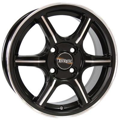 Литой диск TechLine 433 5,50x14 4x98 DIA58,6  ET38  Черный с полировкой