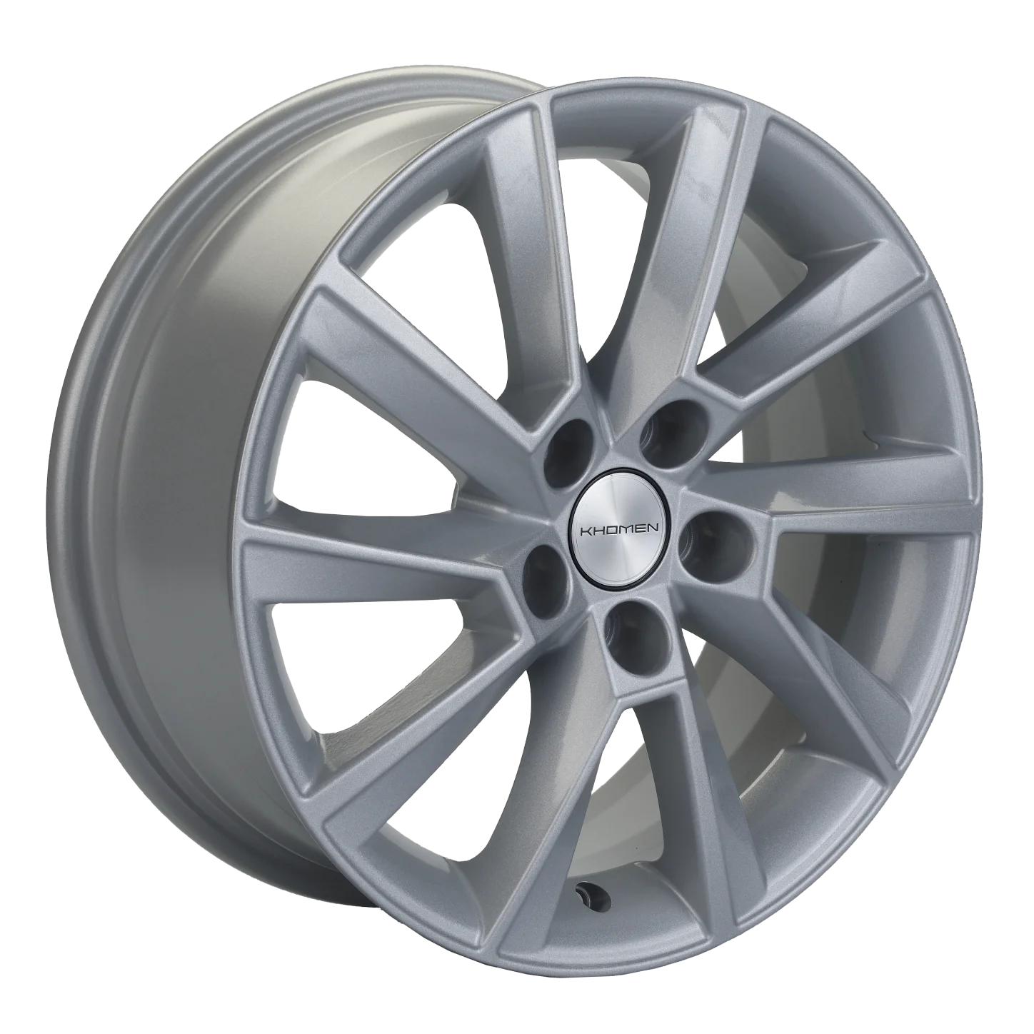 Литой диск Khomen Wheels KHW1604 (Aveo) 6x16 5x105 DIA56,6  ET39  Серебристый полированный
