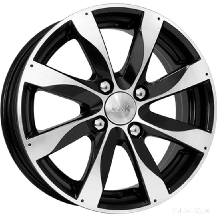 Литой диск K&K KC617-mb Джемини 6x15 4x108 DIA67,1  ET38  Чёрный с алмазной проточкой