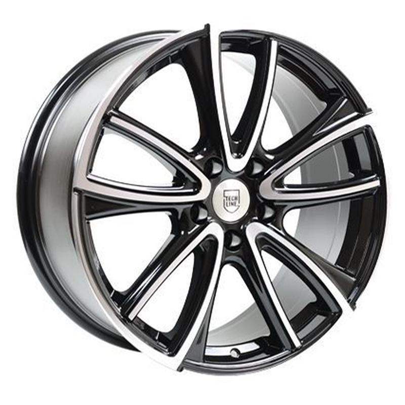 Литой диск TechLine 682 7x16 5x114.3 DIA67,1  ET47  Чёрный с полированной лицевой частью