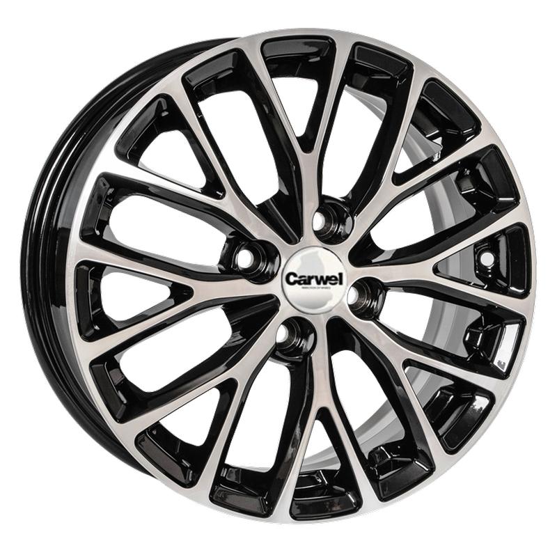 Литой диск Carwel Риорита-ab 112 6x15 4x100 DIA60.1  ET50  AB / Черный с алмазной проточкой