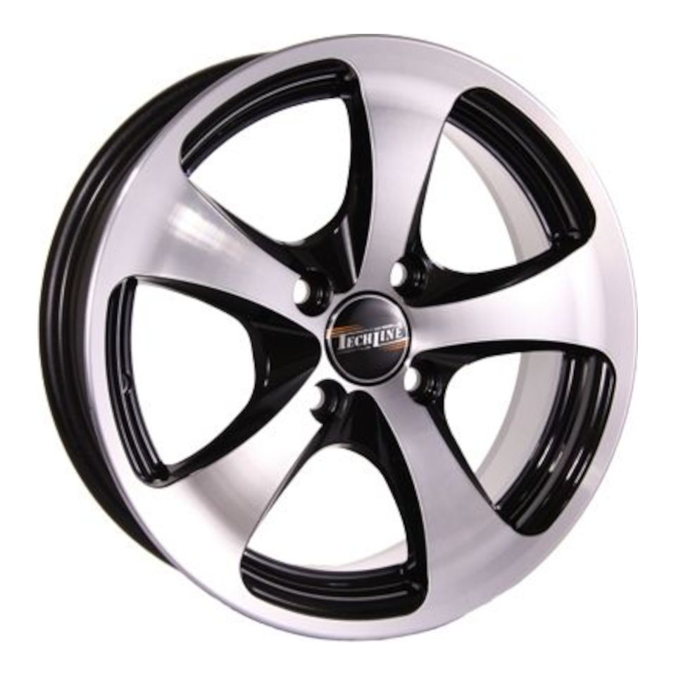 Литой диск TechLine 403 5,50x14 4x98 DIA58,6  ET32  Чёрный с полированной лицевой частью