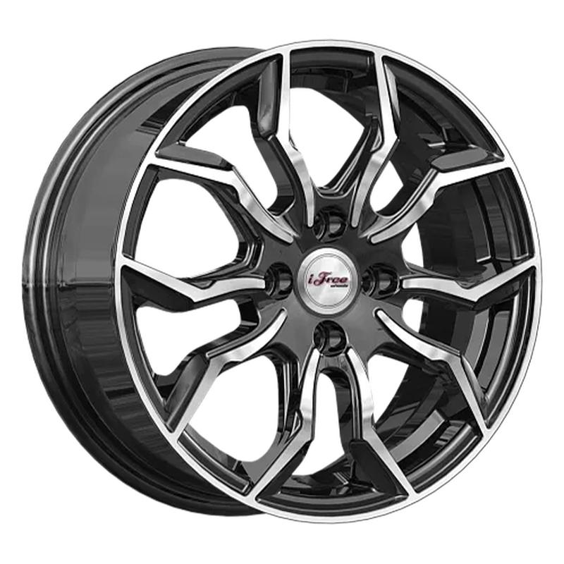 Литой диск iFree KC1037-mb Бохо (Geely EX2) 6x15 4x100 DIA54.1  ET42  Блэк Джек / Чёрный с алмазной проточкой